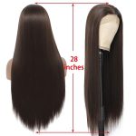 PTTRNS 28-Inch Lace Front Synthetic Wig for Women - Black, Daily Wear, Soft Straight Hair with Transparent Lace