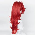 SL's Red Ponytail Wig: Long Curly Fluffy Pigtail Wigs Perfect for Halloween Parties and Anime Events