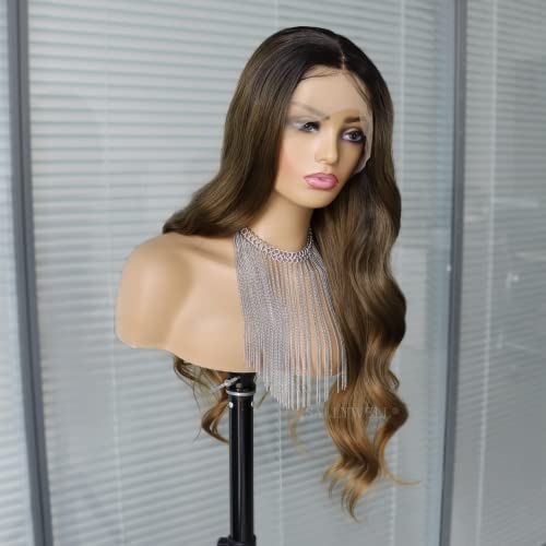 SALLYWELL Ombre Brown Lace Front Wigs - Elevate Your Style with Premium Synthetic Elegance