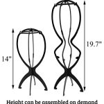 Set of 2 Portable 19.7" Tall Wig Stands - Collapsible High Holders for Long Wig Storage and Elegant Display