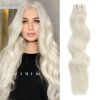 20 Inch Wavy Curly Tape in Hair Extensions Invisible
