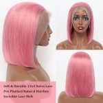 Dream in Pink: Wiggins 12 Inch Rose Pink Bob Wig - Elevate Your Style with 13x4 HD Transparent Lace and Colored Perfection