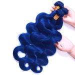 Dive into Elegance with Ombre Blue Human Hair Bundle – Experience the Allure of Pure Blue Colored Body Wave Extensions