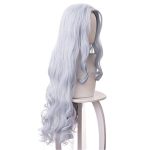 ANOGOL Gray Blue Long Wavy Cosplay Wig with Horn - Perfect Wig for Anime Cartoon Costume Parties!