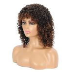 14 Inch Shoulder-Length Kinky Curly Wig with Bangs - T2-30 Synthetic Wig for Black Women, Perfect for Every Occasion