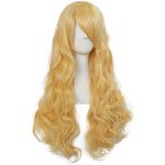 ANOGOL Yellow Curly Wig - Long, Vibrant, and Perfect for Anime Cosplay Parties