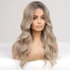 Long Ombre Ash Blonde Lace Front Wig – Natural Wavy Beauty with Middle Parting for All Occasions! 🌟👩‍🦳