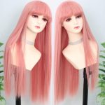 Fugady Pink Wig With Bangs - Elevate Your Style with Vibrant Light Pink Tresses
