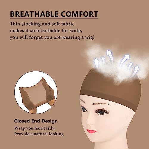Upgrade Your Wig Experience with 12pcs Dark Brown Skin Tone Wig Caps Set - Perfect for Halloween and Cosplay Styling