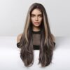 HAIRCUBE Long Brown Lace Front Wigs – Embrace Effortless Elegance with Natural Straight Layers and Highlights for a Truly Stylish Look