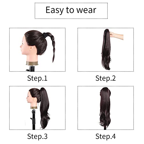 MFZZKAP Chestnut Brown 22" Straight Hair Extension Claw Clip Ponytail - Instant Glamour for All Occasions