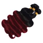 🔥 Burgundy Blaze Collection: Kapelli 10A Ombre Brazilian Body Wave Hair Bundles (14 16 18) - Unleash Your Style with Ombre Virgin Remy Human Hair! 🔥