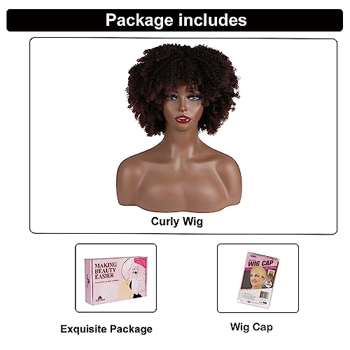 Unleash Your Unique Charm with 16-Inch Dark Brown Curly Wig - Glueless, Adjustable, and Comfortable Fashion!