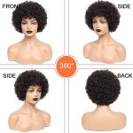 Afro Bomb Curly Wig with Bangs - 8 Inch Natural Brown Synthetic Wig for Black Women - Perfect for Daily, Party, and Costume Wear