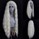 Glamorous Goddess: WXHWCX Long White Blonde Wavy Synthetic Lace Front Wig for Stunning Cosplay Transformations