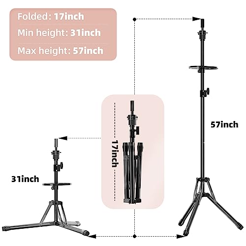 Upgraded Wig Head Stand - Heavy Duty Metal Tripod with Tool Tray for Hairdressing, Cosmetology, and Training