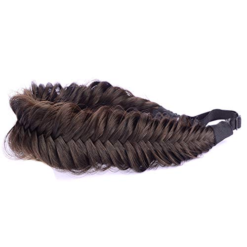DIGUAN Bohemian Beauty: Wide Fishtail 2 Strands Synthetic Hair Braided Headband in Brunette Brown - Elevate Your Style
