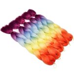 Vibrant Rainbow Ombre Braiding Hair - 5Pcs Set for Bold and Colorful Twists