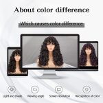 Curly Afro Wigs for Black Women - Fluffy Wavy Dark Brown Wig with Bangs, Big Bouncy Wig for Daily Use - Natural and Charming Hairstyle