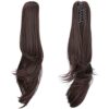Transform Your Daily Look with 20" Brunette Synthetic Claw Clip Ponytail Extension - Easy and Fluffy Daily Hairstyling for Women