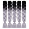 AIDUSA's 24-inch Ombre Gray Jumbo Braiding Hair - 5pcs Synthetic Extensions for Stunning Box Braids and Crochet Styles