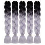 AIDUSA's 24-inch Ombre Gray Jumbo Braiding Hair - 5pcs Synthetic Extensions for Stunning Box Braids and Crochet Styles