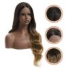 Netgo Brown Ombre Wig - Long Wavy Wig for Women, Natural Looking Heat Resistant Synthetic Ombre Lace Front Wigs