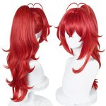 SL's Red Ponytail Wig: Long Curly Fluffy Pigtail Wigs Perfect for Halloween Parties and Anime Events