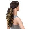 2-Inch Short Screw Curls Claw Clip Ponytail Extensions - Dark Brown Strawberry Blonde Highlights