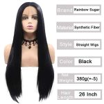 Black Lace Front Wig with Baby Hair Long Silky Straight Natural Hairline Glueless Synthetic Wigs for Women Middle Part Heat Resistant Fiber Hair Replacement Wigs Copsplay Daily Wigs