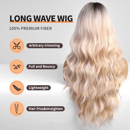 Unlock Effortless Elegance with the 24-Inch Blonde Wig with Bangs - Your Ultimate Companion for Party, Cosplay, and Daily Glam