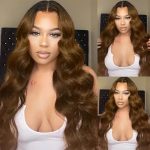 Slinsmei 24-Inch Ombre Brown Body Wave Lace Front Wig: Realistic, Convenient, and Stylish