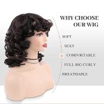 Fancy Hair Curly Afro Wig with Bangs - Black Mix Brown Kinky Curly Wig for Women, Synthetic Cosplay Party Hair Wig