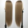 Radiant Allure: Maycaur 24 Inch Brown Long Straight Lace Front Wig for Fashion Women, Synthetic Heat Resistant Fiber with Natural Hairline