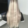 Sultry Elegance: Musescoo Highlight Long Straight Synthetic Lace Wig, Platinum Mixed Brown, for Show-Stopping Style
