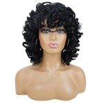andromeda Short Curly Wig - Soft Black Big Curls with Bangs, Heat Resistant, Natural-Looking Synthetic Wig for Black Women