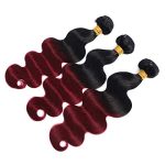 🔥 Burgundy Blaze Collection: Kapelli 10A Ombre Brazilian Body Wave Hair Bundles (14 16 18) - Unleash Your Style with Ombre Virgin Remy Human Hair! 🔥