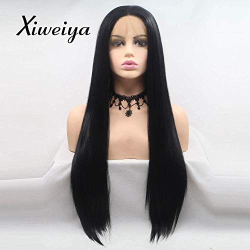 Xiweiya's Silky Straight Lace Front Wig - Long, Thick, and Natural 1B# Black Beauty
