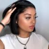 Woman's Romance 10-inch Straight Bob Wig - 180% Density, HD Transparent Lace, Pre-Plucked for a Natural Black Delight