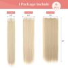 Clip-In Hair Extensions - 6PCS Straight 24" Blonde Hair Extensions for Women - Heat Resistant Synthetic Hairpiece in Platinum Blonde, Instant Volume, Lightweight, Secure Fit