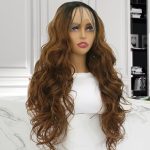 Slinsmei 24-Inch Ombre Brown Body Wave Lace Front Wig: Realistic, Convenient, and Stylish