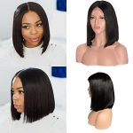 10-Inch Short Bob Wigs - Brazilian Virgin Hair Lace Closure Wigs for Black Women with Natural Color and Pre-Plucked Design