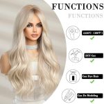 Long Ombre White Blonde Wavy Wig - Premium Synthetic Fiber for Daily Glam or Cosplay Magic