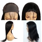Brazilian Virgin Remy Human Hair 4x4 Lace Front Wig - Straight, Natural Color, Pre Plucked with Baby Hair, 22 Inch