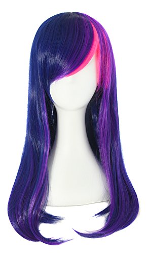 MapofBeauty Long Wavy Cosplay Party Wig - 24" Mixed Purple/Pink Elegance for Anime Enthusiasts