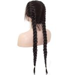 Long Double Braids 2# Natural Black Synthetic Braided Lace Front Wig