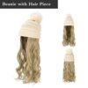 Ash Blonde-Khaki Hat with 20inch Removable Hair Extensions - Stay Cozy and Stylish with the Slouchy Cable Knit Beanie Wig for Women