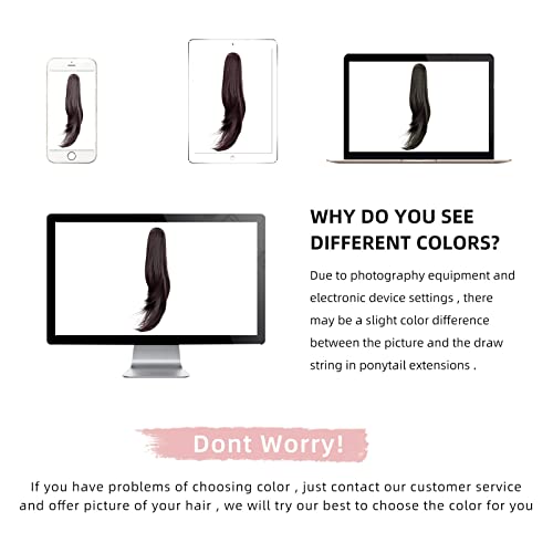 Transform Your Daily Look with 20" Brunette Synthetic Claw Clip Ponytail Extension - Easy and Fluffy Daily Hairstyling for Women