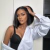 Yarmece's 14 Inch Straight Bob Lace Front Wig - 180% Density Brazilian Virgin Human Hair for a Natural Look