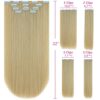 Blond Clip Hair Extensions 22" Straight Hair Pieces Synthetic 18"wavy Cheap Natural Fluffy&Not Tangled